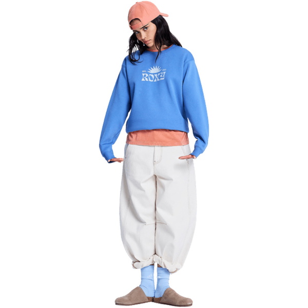 2026 Roxy Mujer Surf Stoked Crew Sudadera Cepillada Vint ERJFT05061 - Dutch Blue